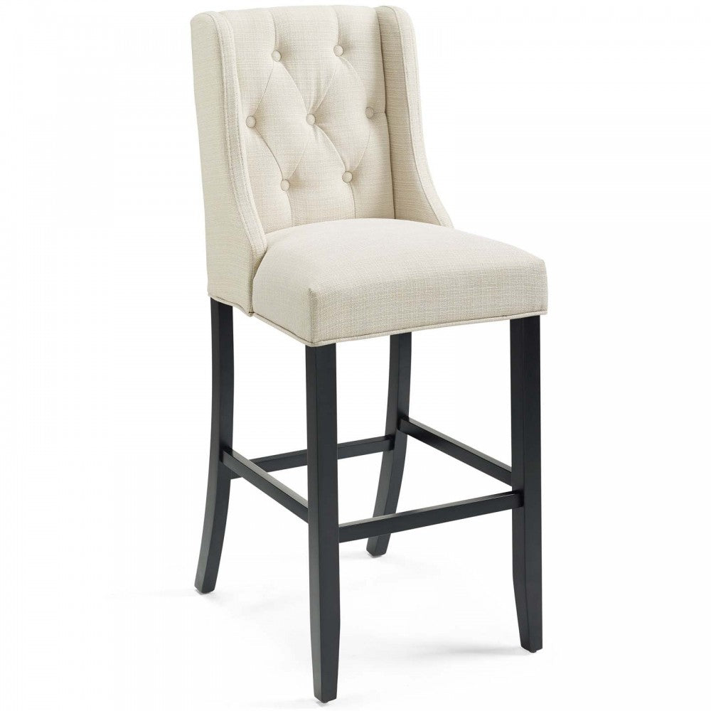 Baronet Bar Stool Upholstered Fabric Set of 2, Beige