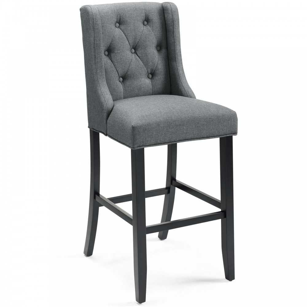 Baronet Bar Stool Upholstered Fabric Set of 2, Gray