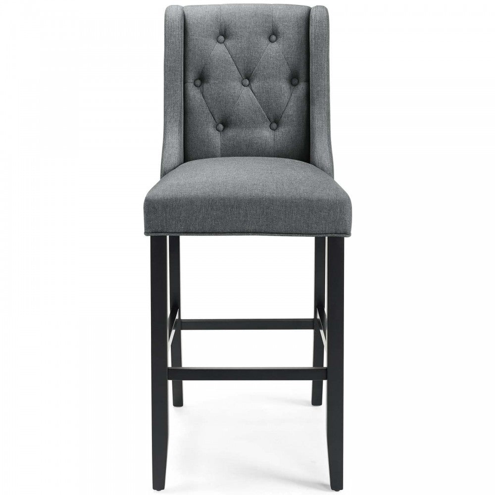 Baronet Bar Stool Upholstered Fabric Set of 2, Gray