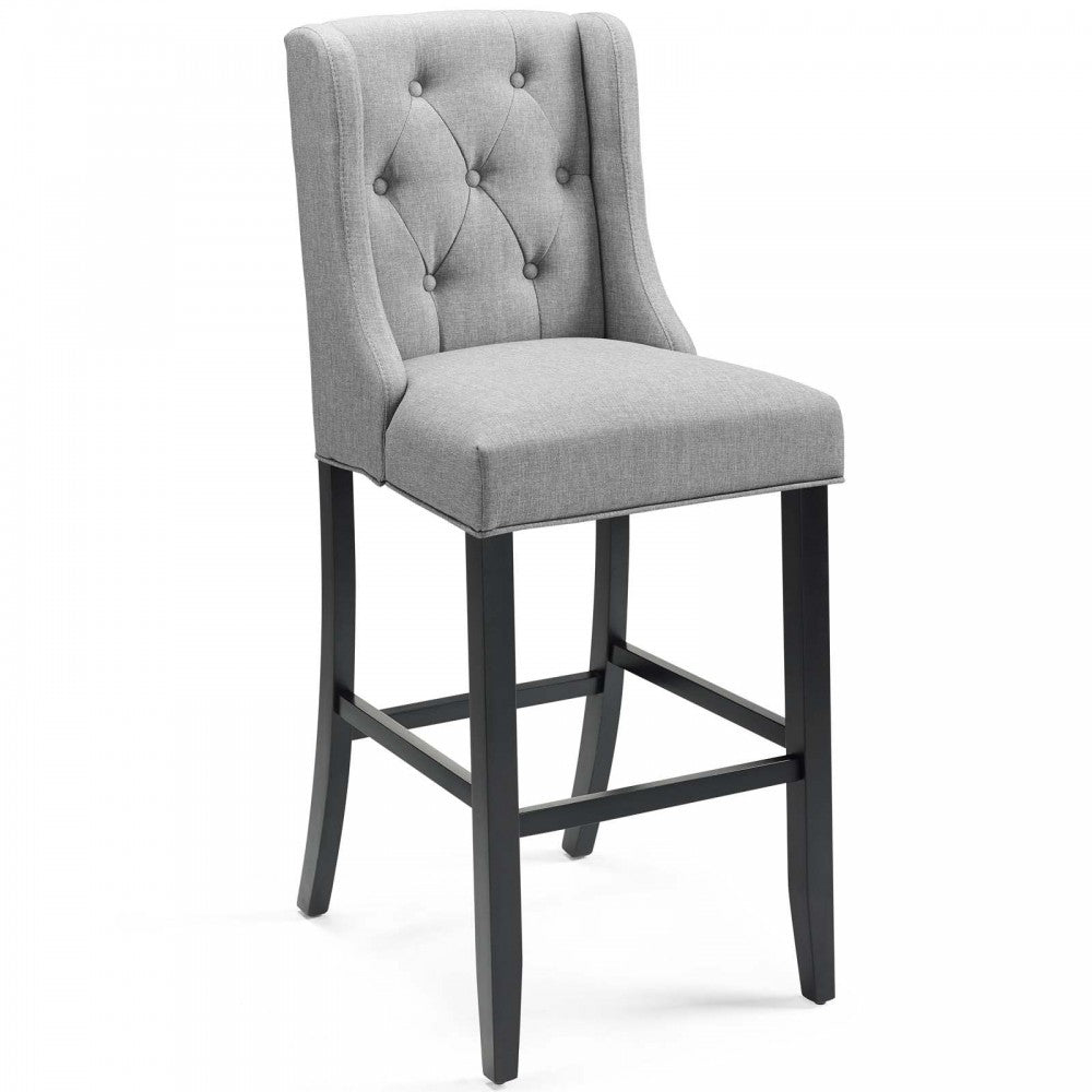 Baronet Bar Stool Upholstered Fabric Set of 2, Light Gray