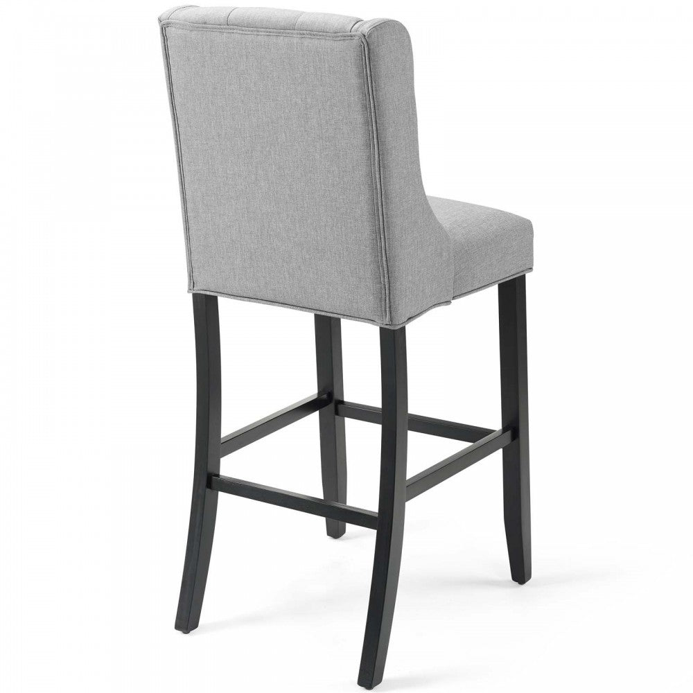 Baronet Bar Stool Upholstered Fabric Set of 2, Light Gray