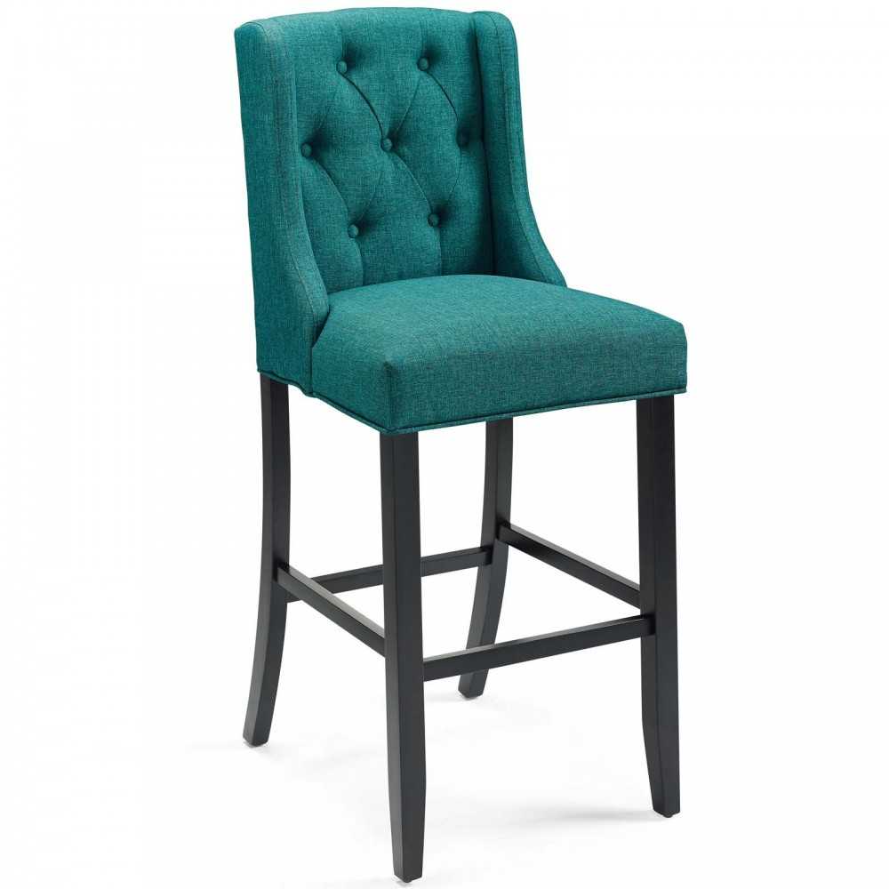 Baronet Bar Stool Upholstered Fabric Set of 2, Teal