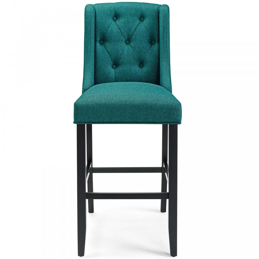 Baronet Bar Stool Upholstered Fabric Set of 2, Teal