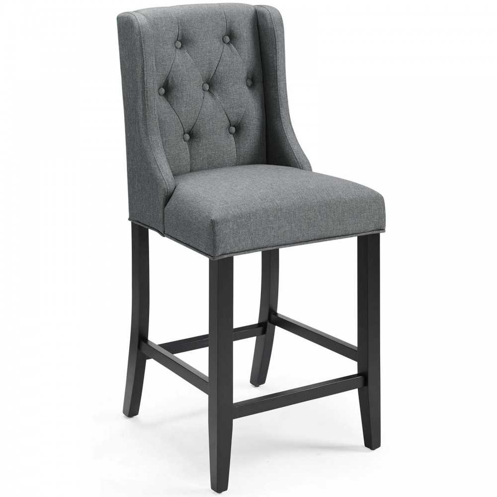 Baronet Counter Bar Stool Upholstered Fabric Set of 2, Gray