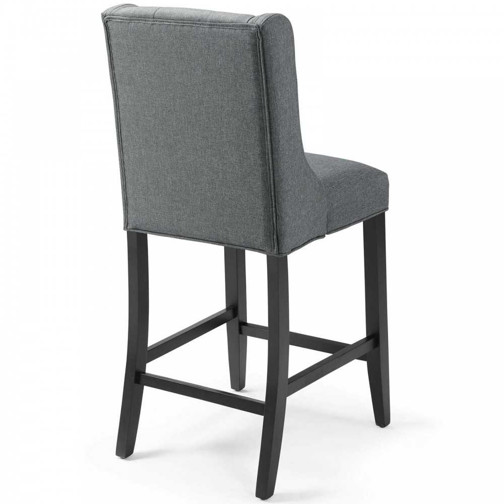 Baronet Counter Bar Stool Upholstered Fabric Set of 2, Gray