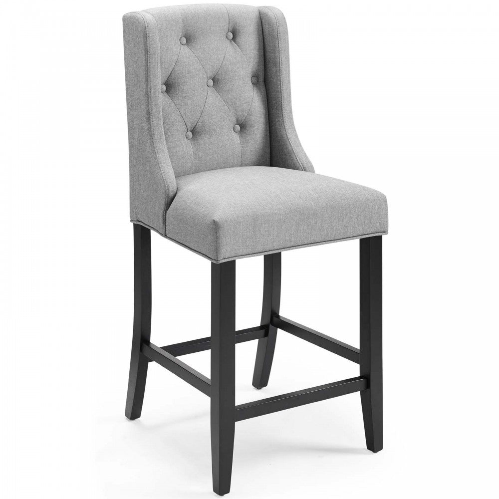 Baronet Counter Bar Stool Upholstered Fabric Set of 2, Light Gray