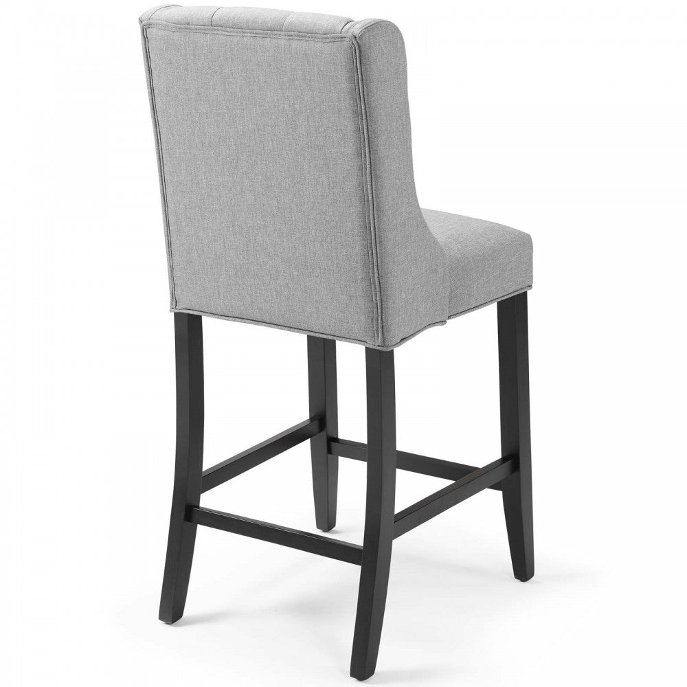 Baronet Counter Bar Stool Upholstered Fabric Set of 2, Light Gray