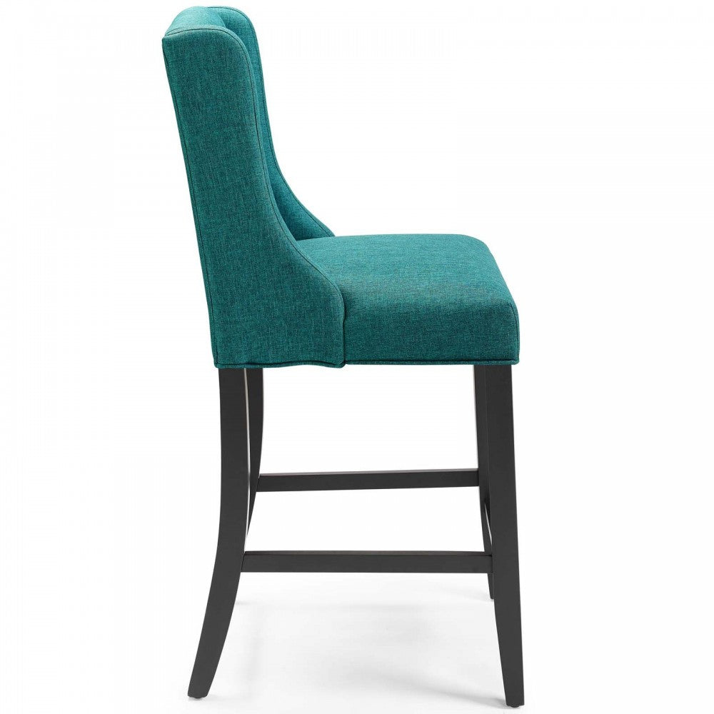 Baronet Counter Bar Stool Upholstered Fabric Set of 2, Teal