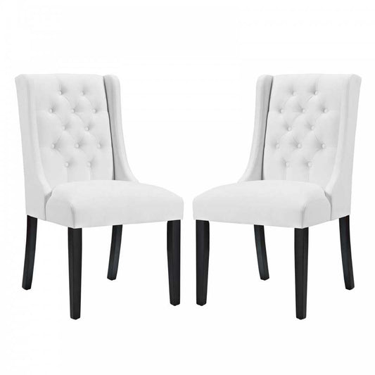 Baronet Dining Chair Vinyl Set of 2, White