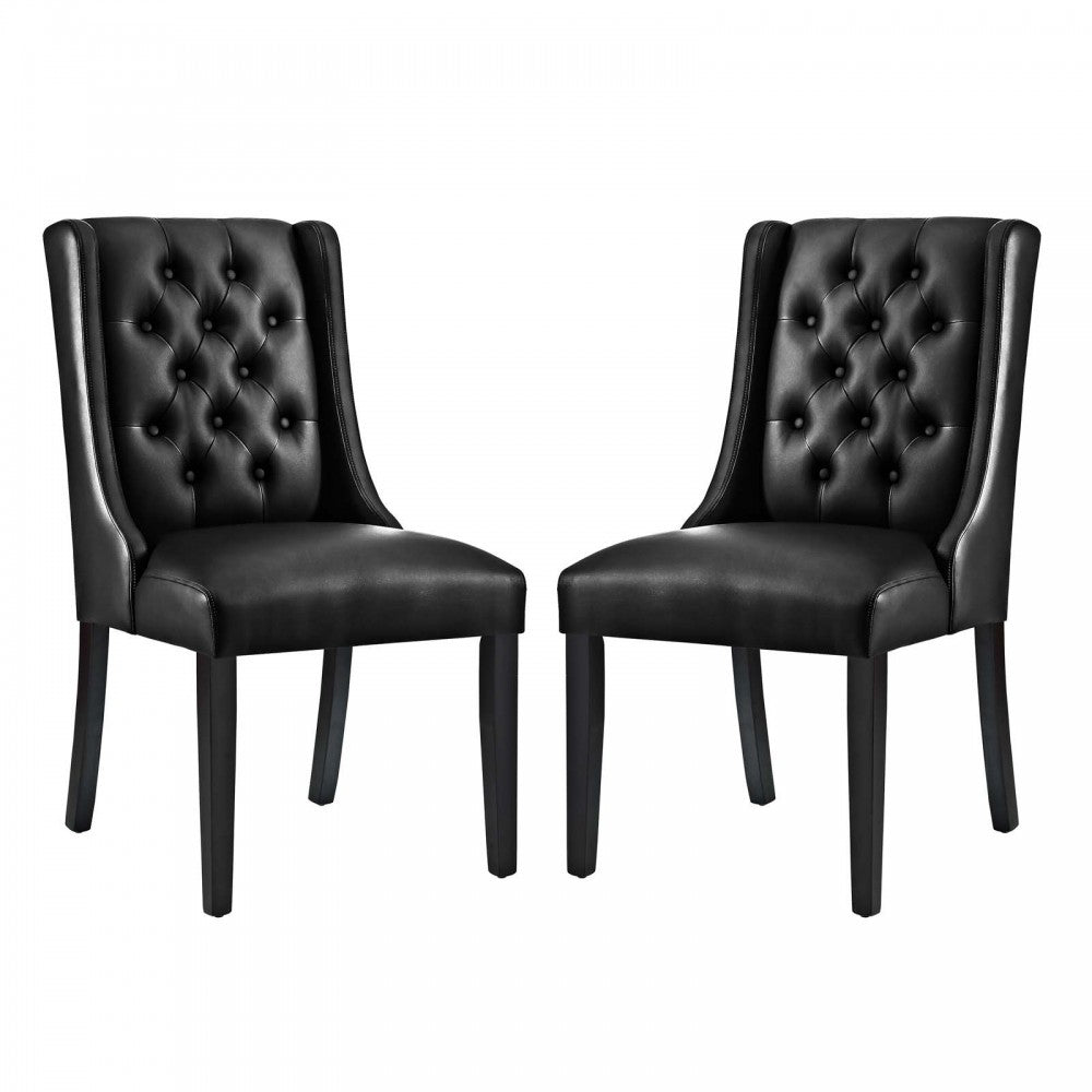 Baronet Dining Chair Vinyl Set of 2, Black, EEI-3950-BLK