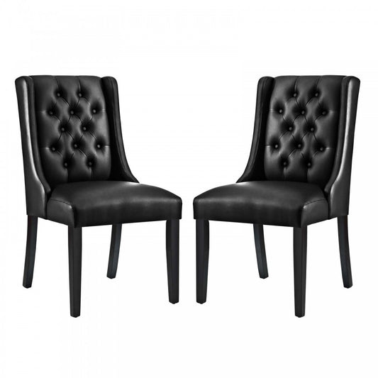 Baronet Dining Chair Vinyl Set of 2, Black, EEI-3950-BLK