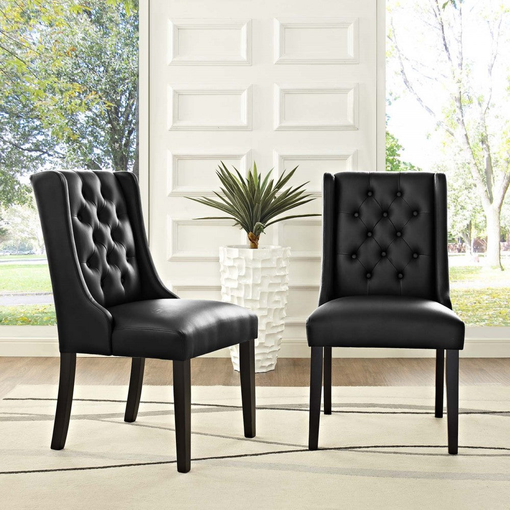 Baronet Dining Chair Vinyl Set of 2, Black, EEI-3950-BLK