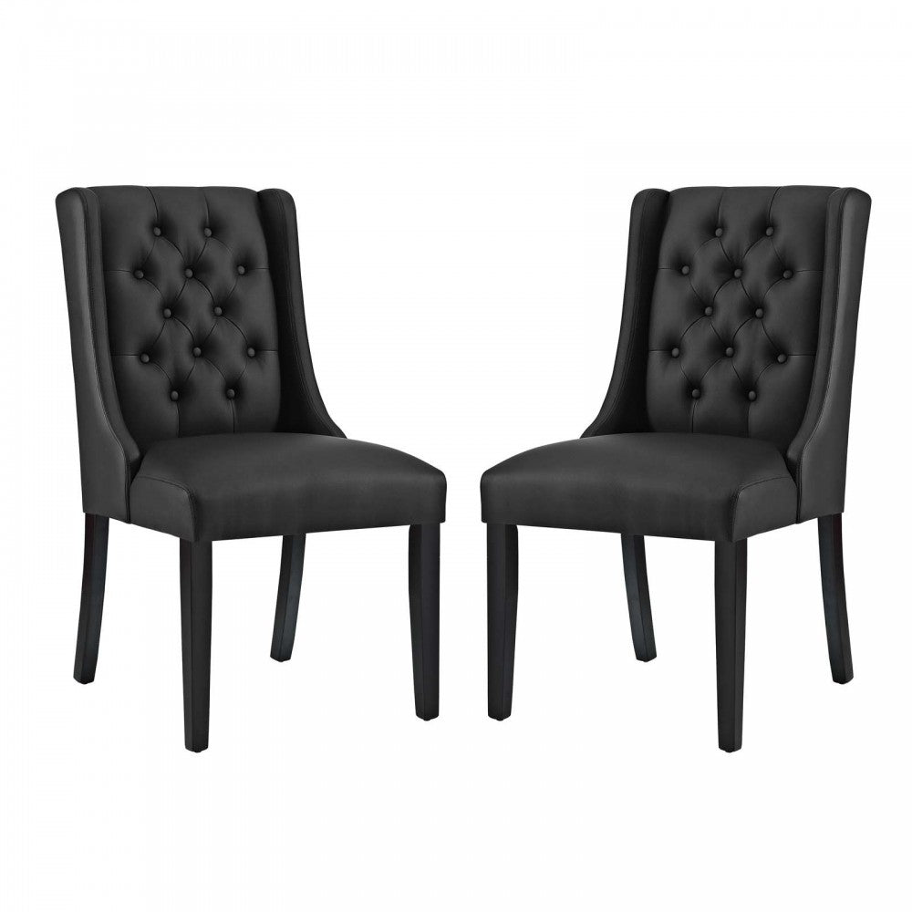 Baronet Dining Chair Vinyl Set of 2, Black, EEI-3555-BLK