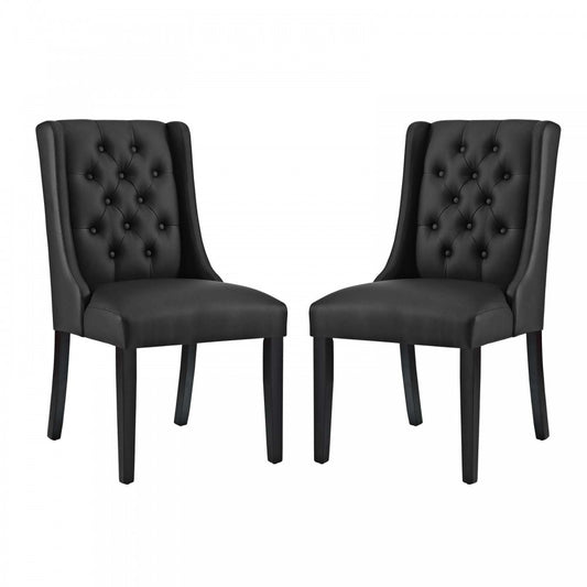 Baronet Dining Chair Vinyl Set of 2, Black, EEI-3555-BLK