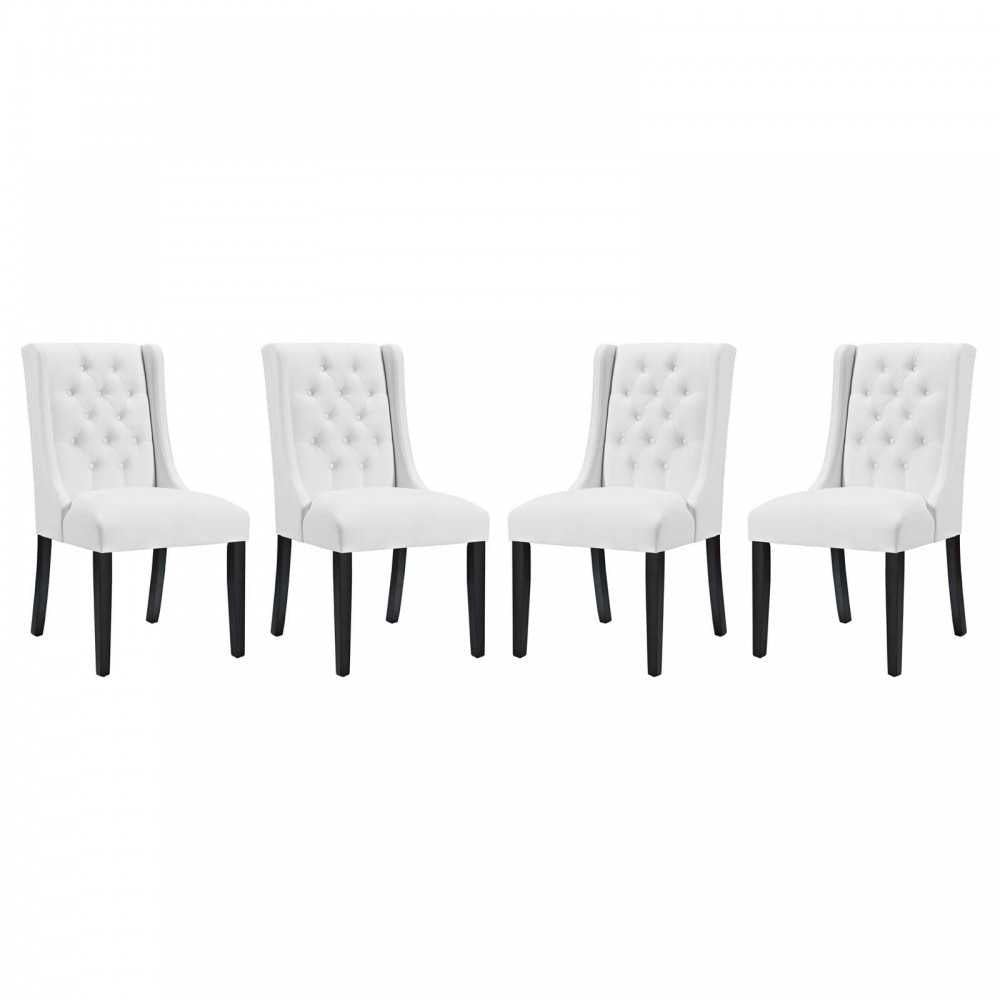 Baronet Dining Chair Vinyl Set of 4, White