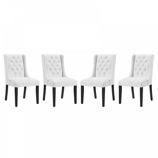 Baronet Dining Chair Vinyl Set of 4, White