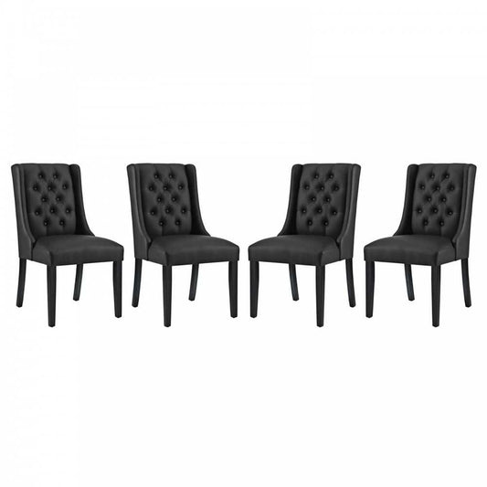 Baronet Dining Chair Vinyl Set of 4, Black