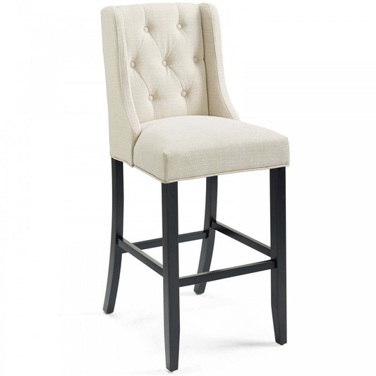 Baronet Tufted Button Upholstered Fabric Bar Stool, Beige