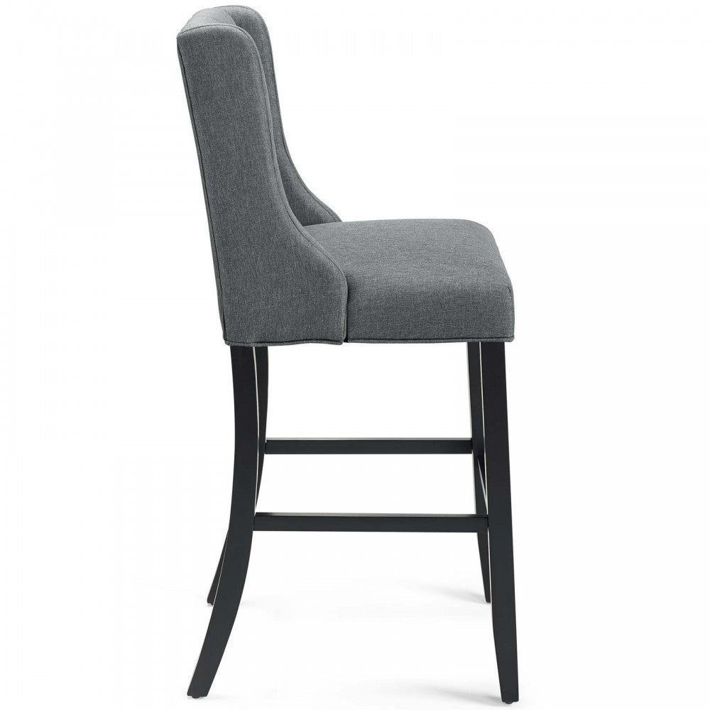 Baronet Tufted Button Upholstered Fabric Bar Stool, Gray