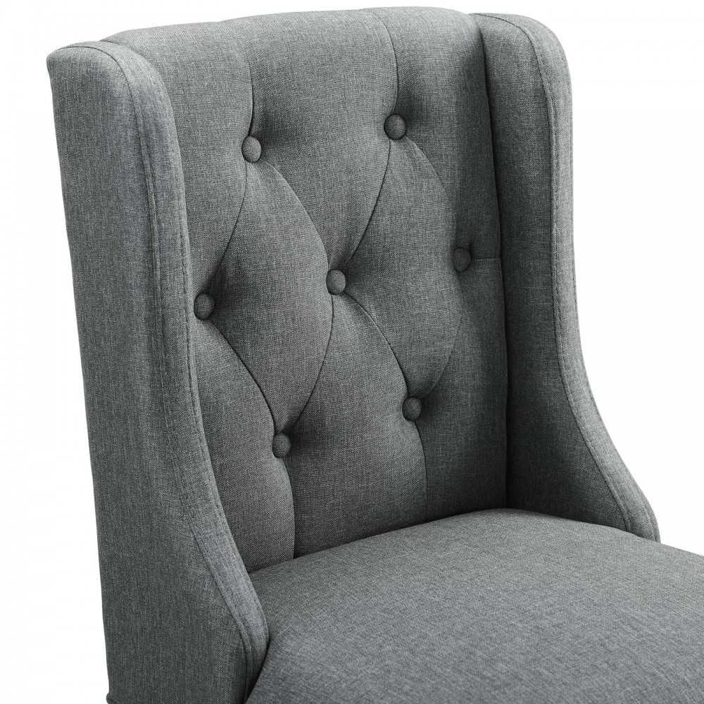 Baronet Tufted Button Upholstered Fabric Bar Stool, Gray