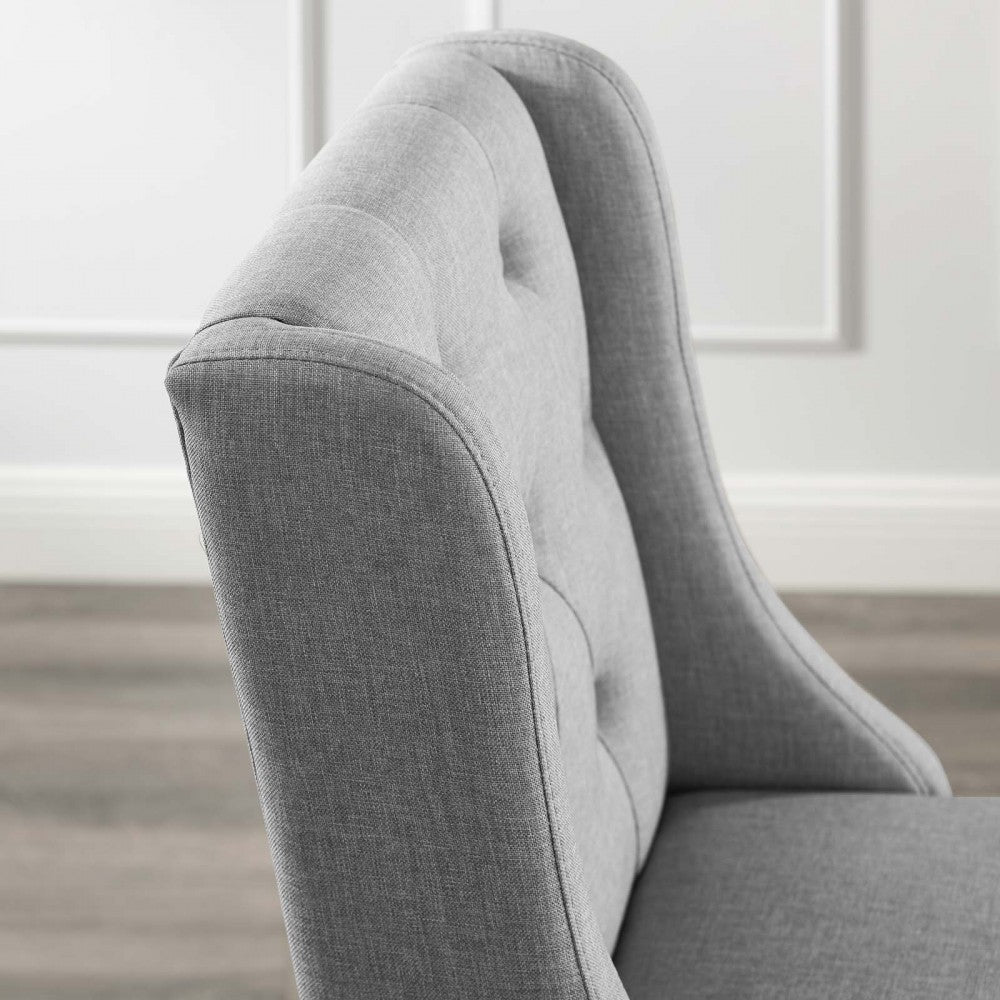 Baronet Tufted Button Upholstered Fabric Bar Stool, Light Gray