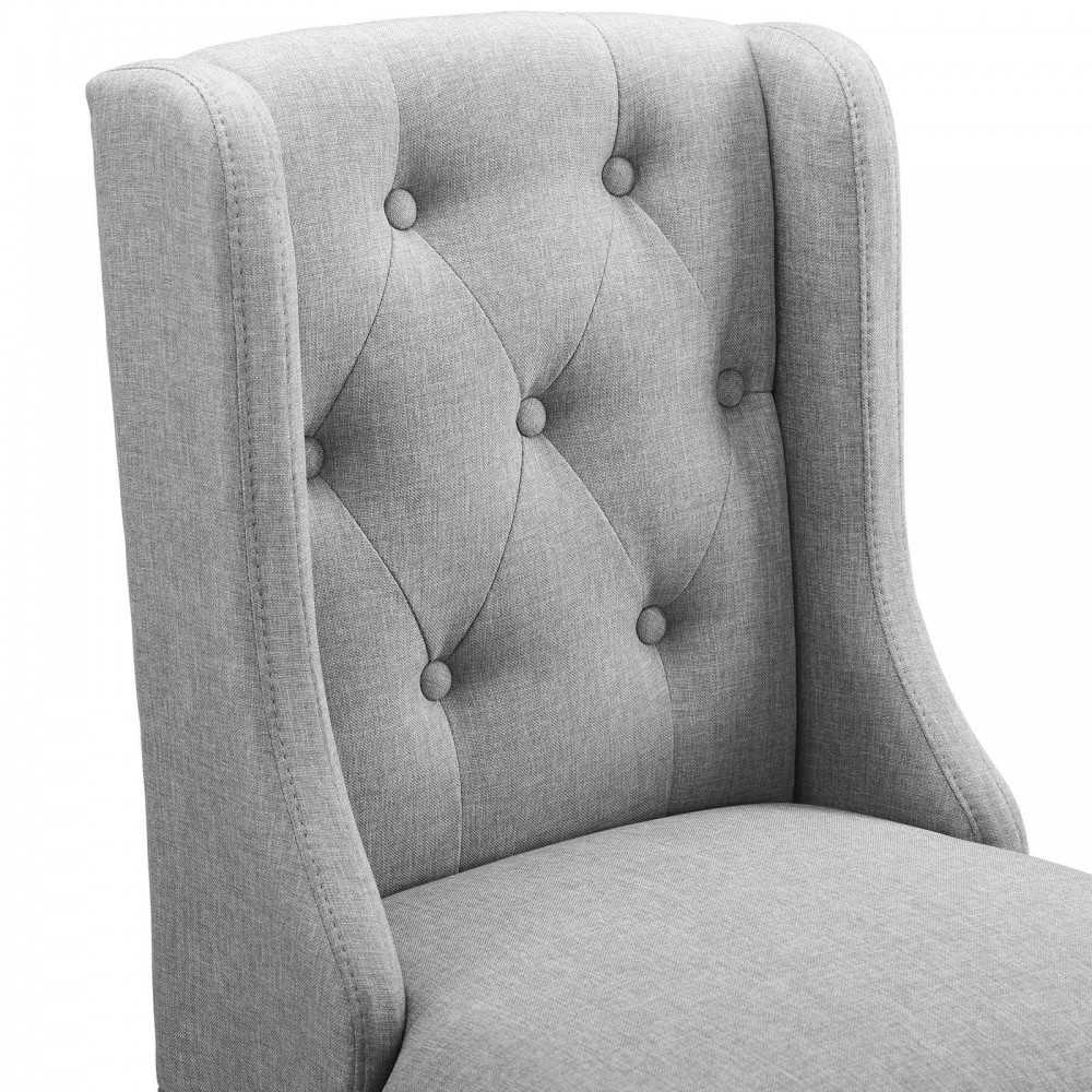 Baronet Tufted Button Upholstered Fabric Bar Stool, Light Gray