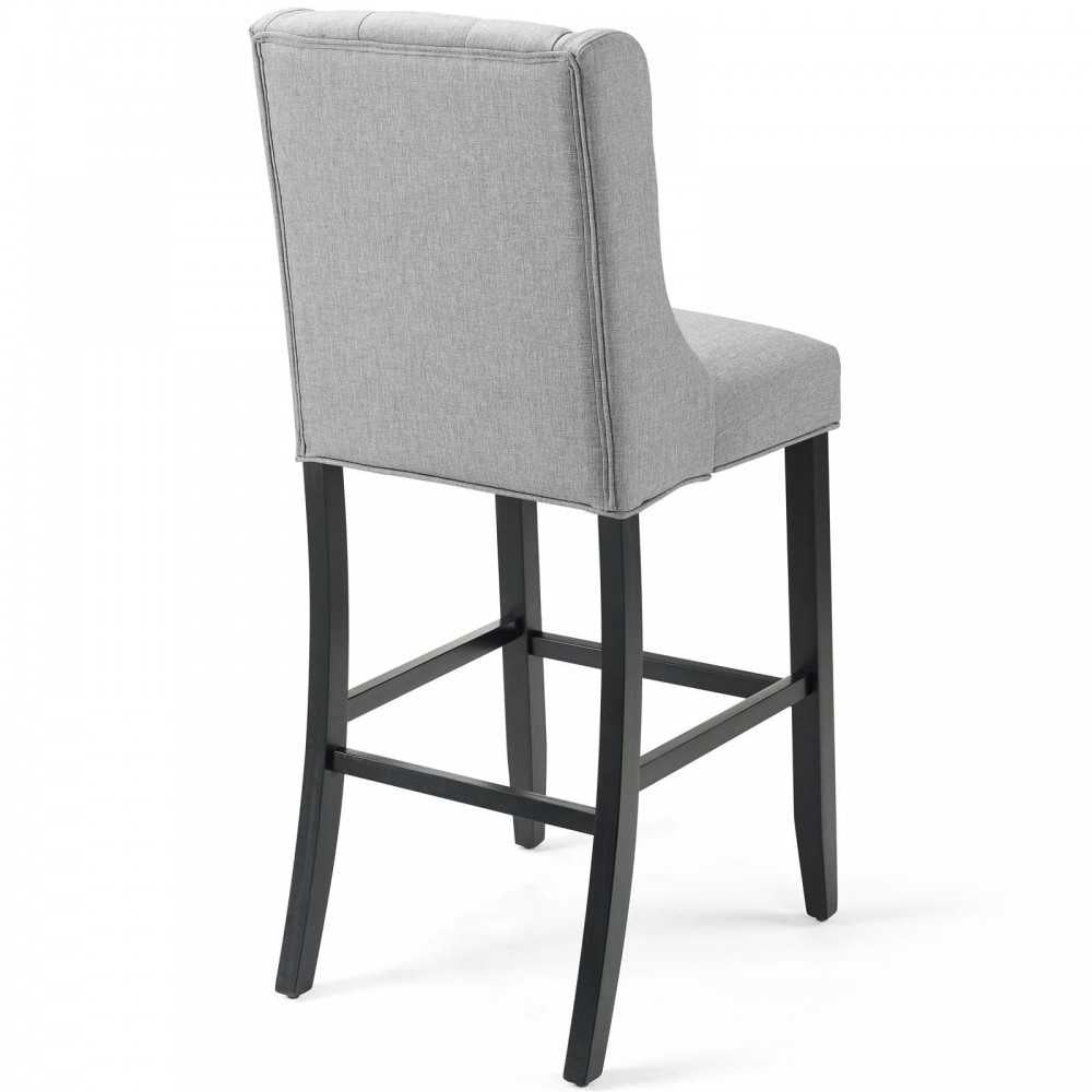 Baronet Tufted Button Upholstered Fabric Bar Stool, Light Gray