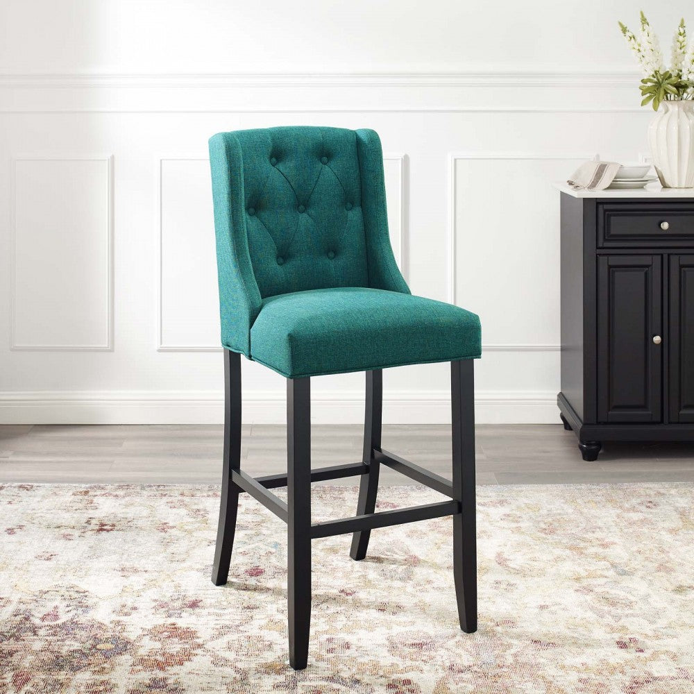 Baronet Tufted Button Upholstered Fabric Bar Stool, Teal