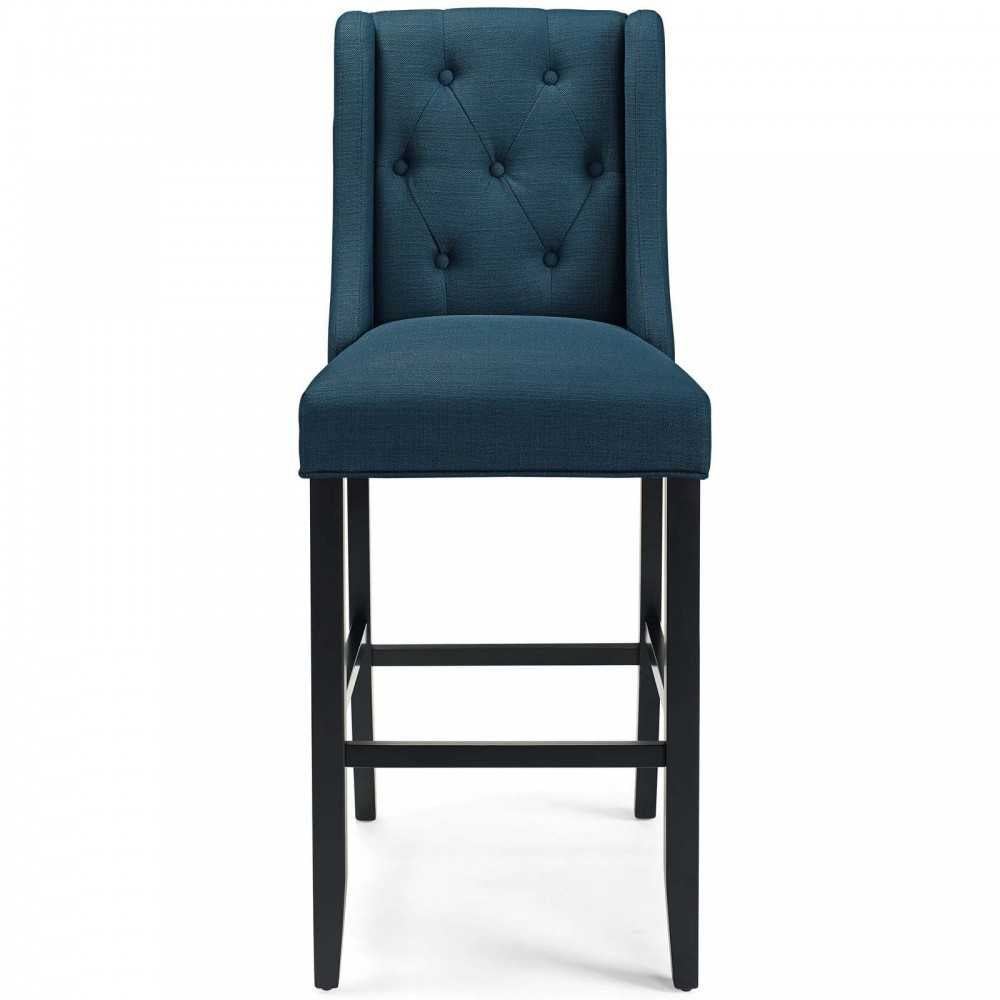 Baronet Tufted Button Upholstered Fabric Bar Stool, Azure