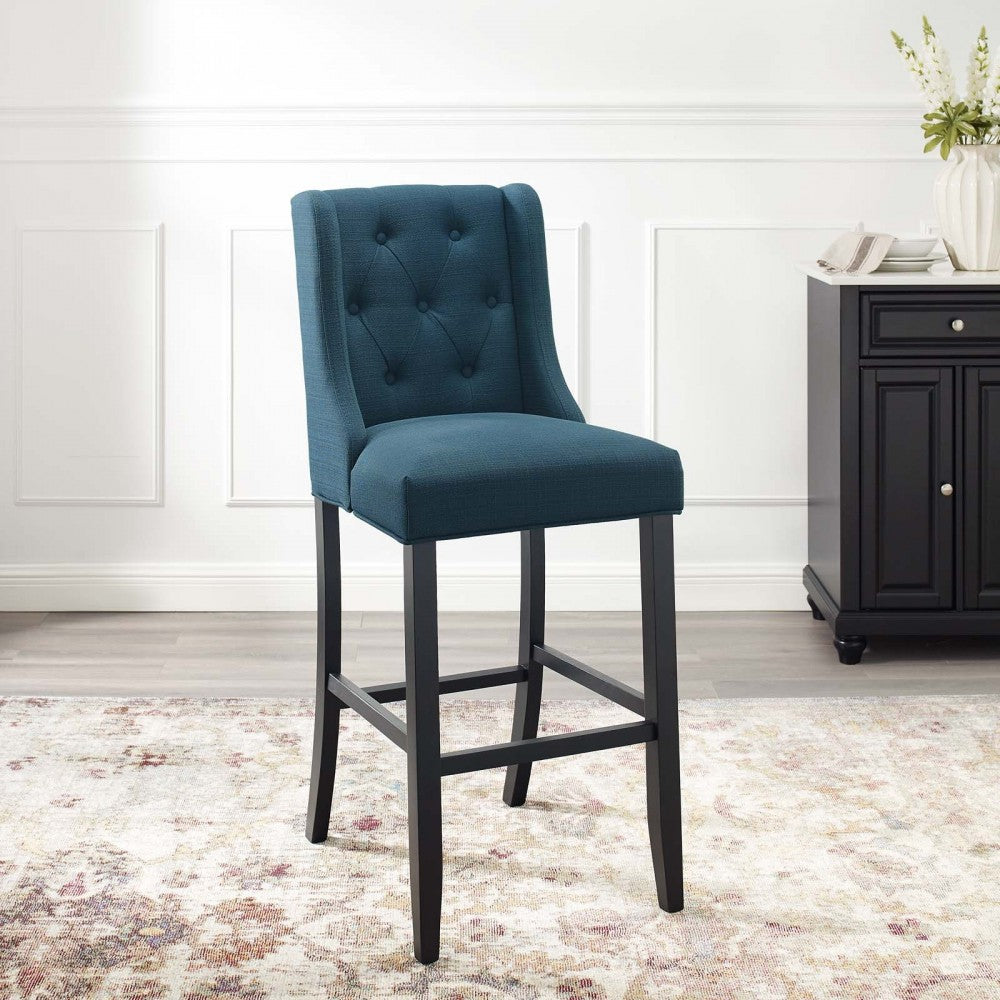 Baronet Tufted Button Upholstered Fabric Bar Stool, Azure