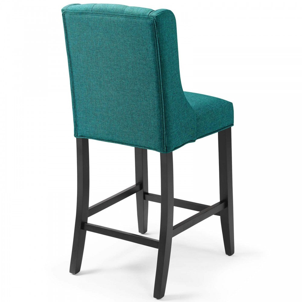 Baronet Tufted Button Upholstered Fabric Counter Stool, Teal