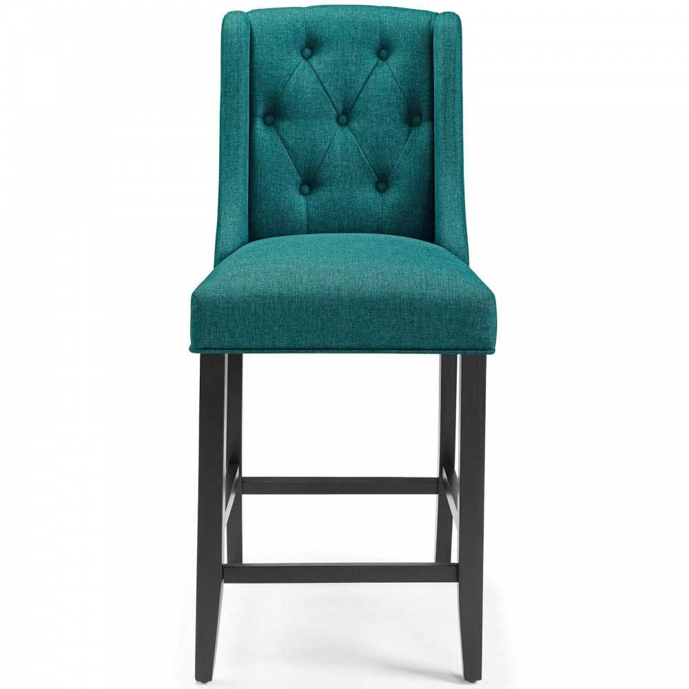 Baronet Tufted Button Upholstered Fabric Counter Stool, Teal