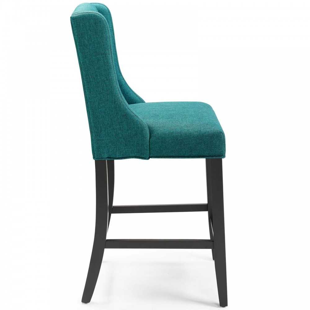 Baronet Tufted Button Upholstered Fabric Counter Stool, Teal