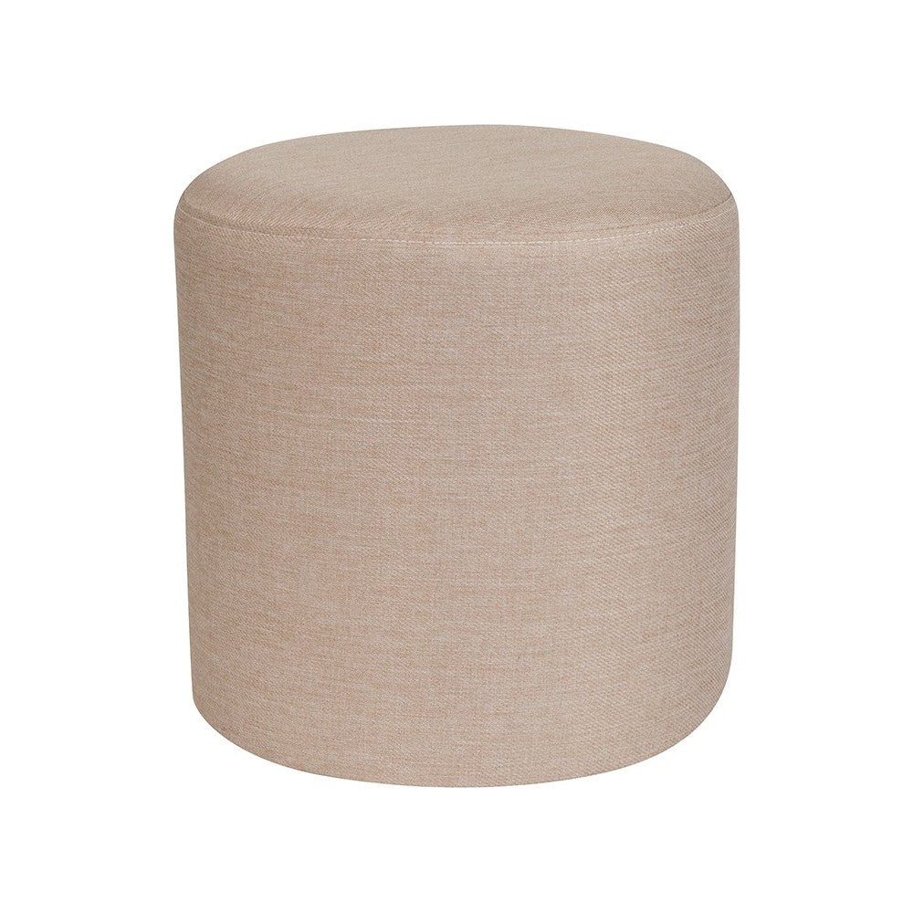 Barrington Upholstered Round Ottoman Pouf in Beige Fabric