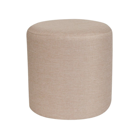 Barrington Upholstered Round Ottoman Pouf in Beige Fabric