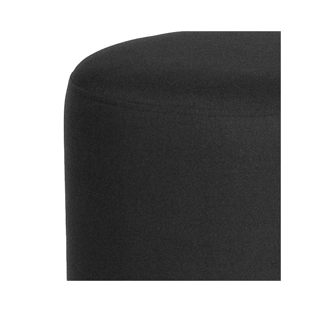 Barrington Upholstered Round Ottoman Pouf in Black Fabric