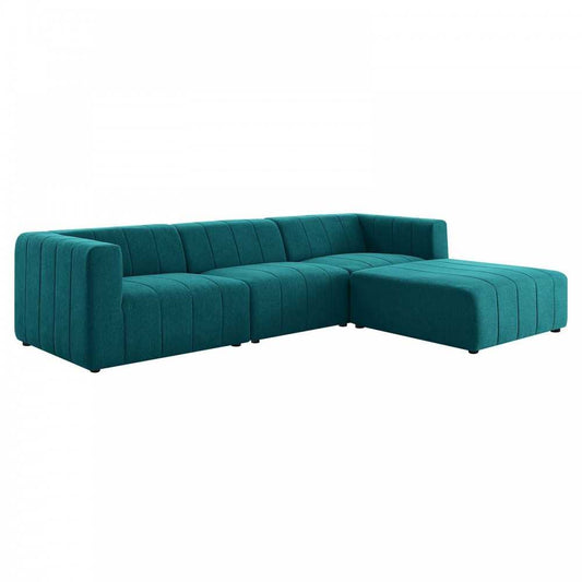 Bartlett Upholstered Fabric 4-Piece Sectional Sofa, Teal, EEI-4516-TEA