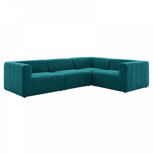 Bartlett Upholstered Fabric 4-Piece Sectional Sofa, Teal, EEI-4518-TEA