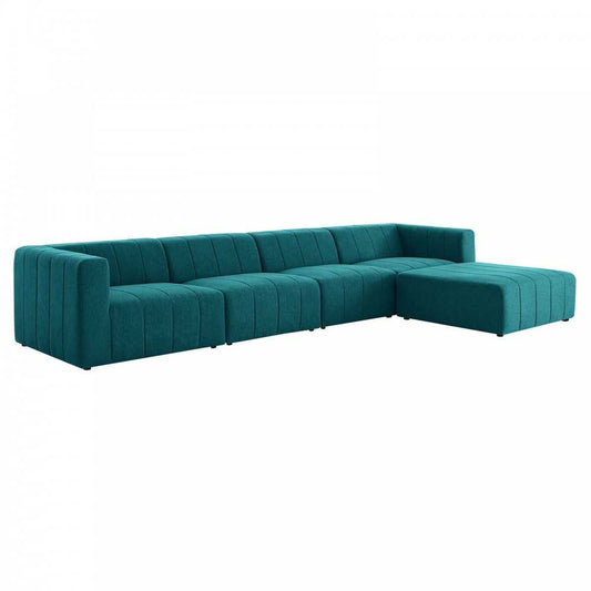 Bartlett Upholstered Fabric 5-Piece Sectional Sofa, Teal, EEI-4520-TEA