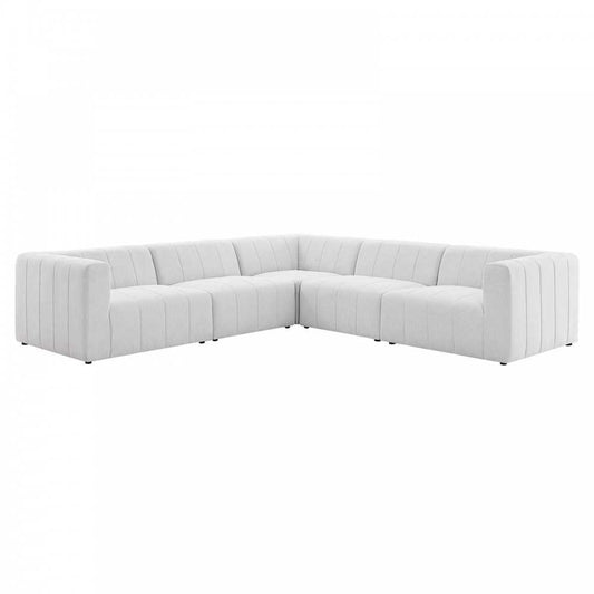 Bartlett Upholstered Fabric 5-Piece Sectional Sofa, Ivory, EEI-4531-IVO