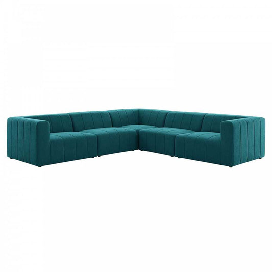 Bartlett Upholstered Fabric 5-Piece Sectional Sofa, Teal, EEI-4531-TEA