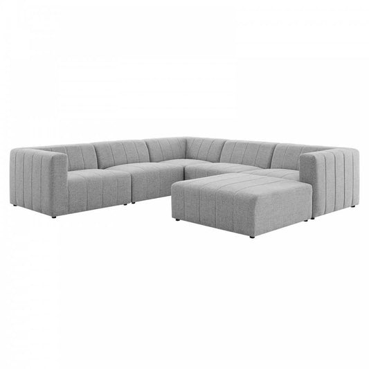 Bartlett Upholstered Fabric 6-Piece Sectional Sofa, Light Gray