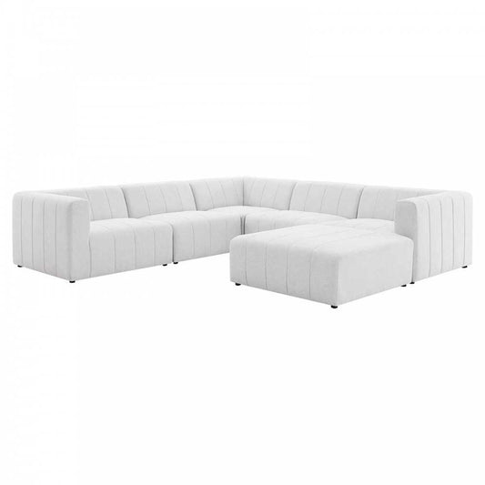 Bartlett Upholstered Fabric 6-Piece Sectional Sofa, Ivory