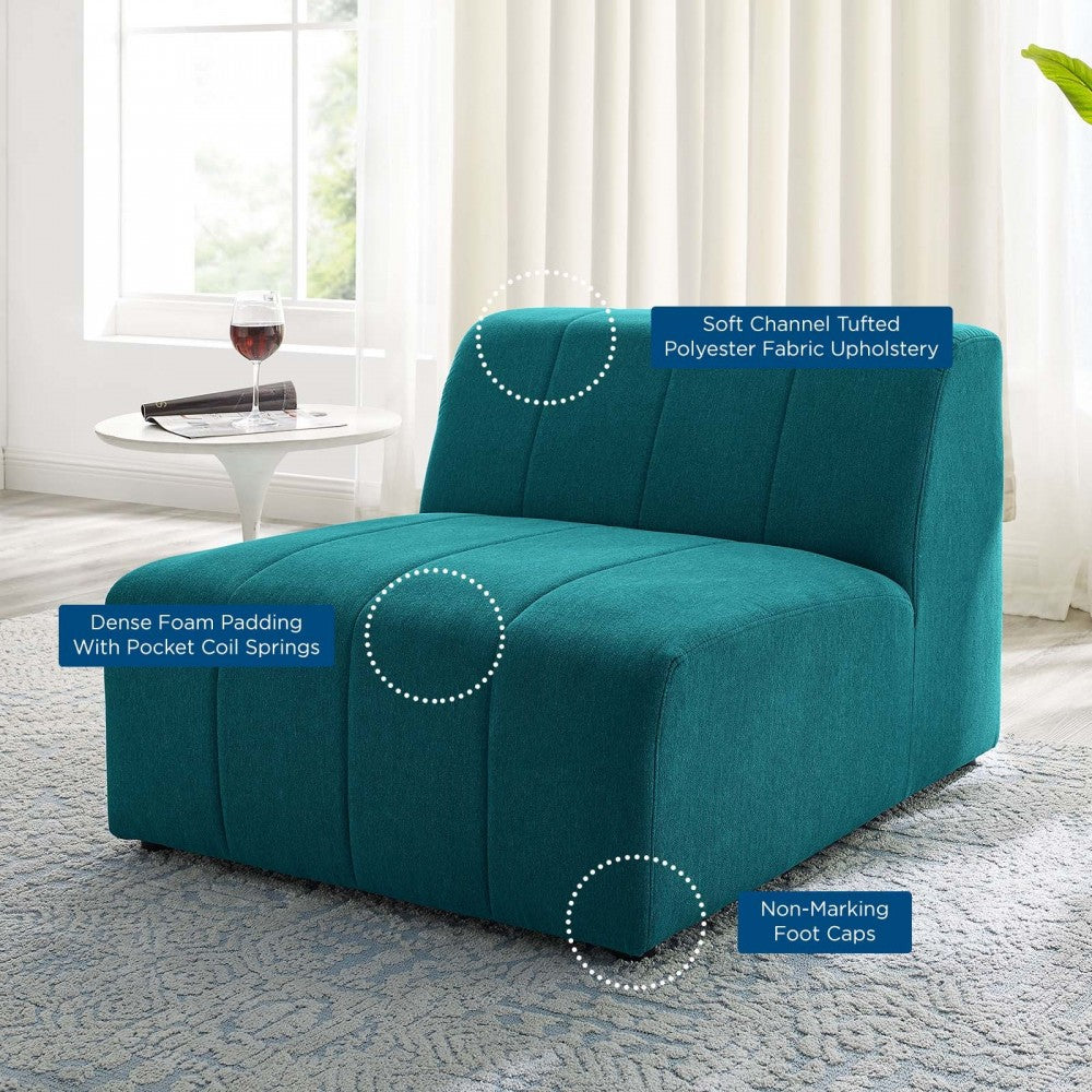 Bartlett Upholstered Fabric Armless Chair, Teal