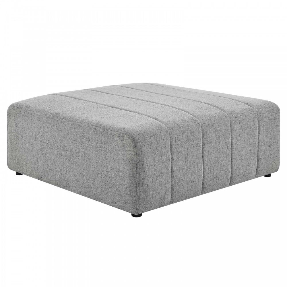 Bartlett Upholstered Fabric Ottoman, Light Gray