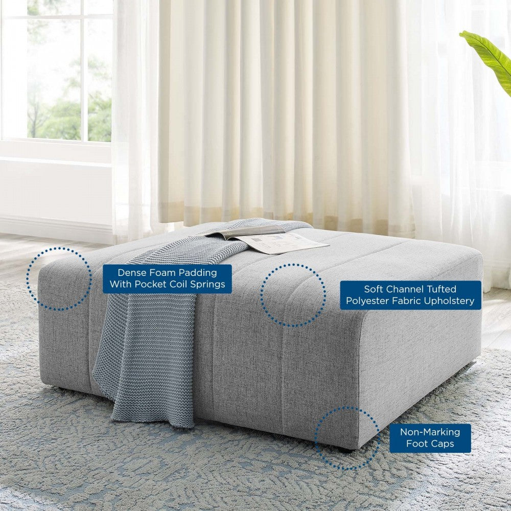 Bartlett Upholstered Fabric Ottoman, Light Gray
