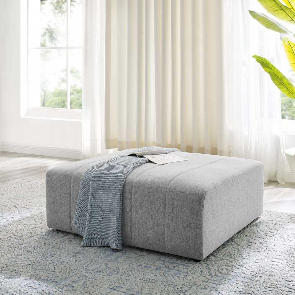 Bartlett Upholstered Fabric Ottoman, Light Gray