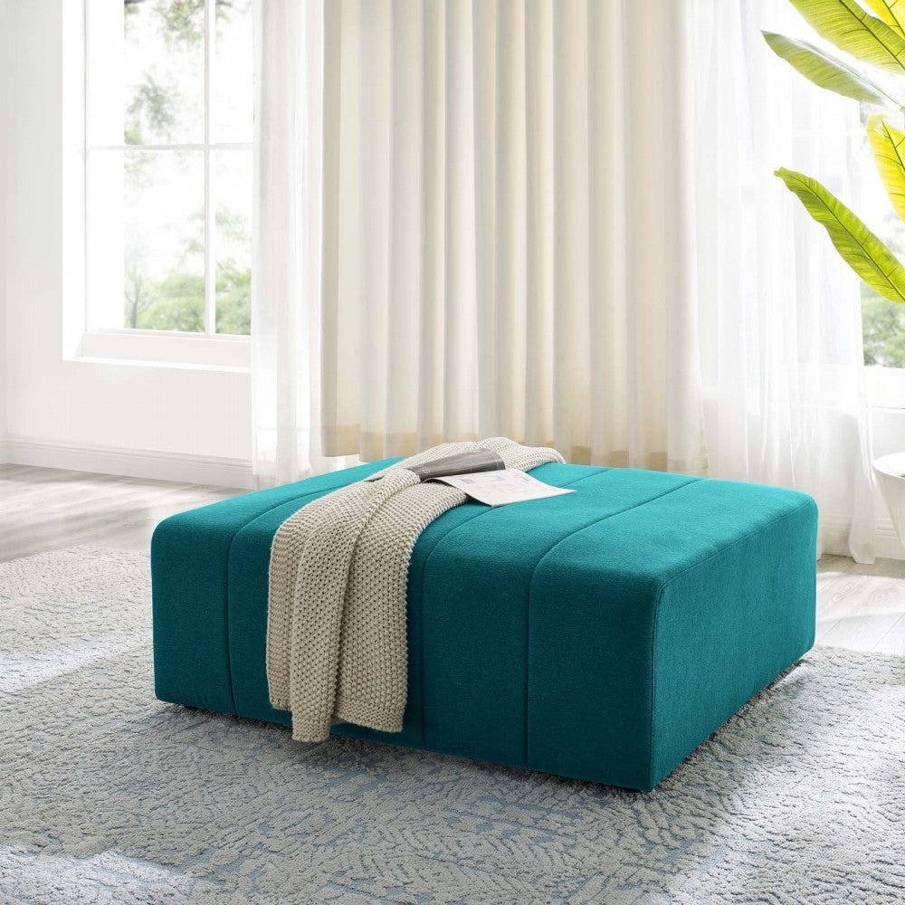 Bartlett Upholstered Fabric Ottoman, Teal