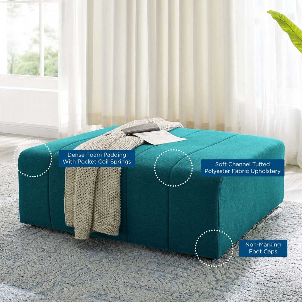 Bartlett Upholstered Fabric Ottoman, Teal