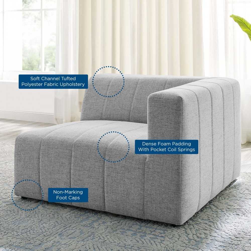 Bartlett Upholstered Fabric Right-Arm Chair, Light Gray